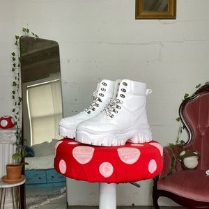 White Lace Up Boots